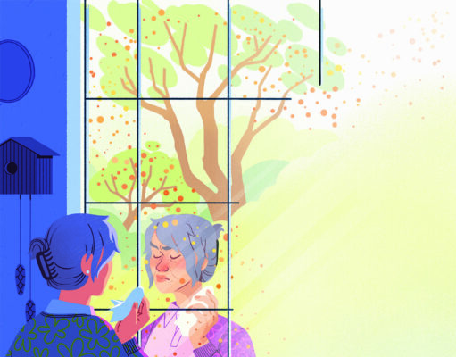 Alergias estacionales: olfatear el otoño Persona con alergia