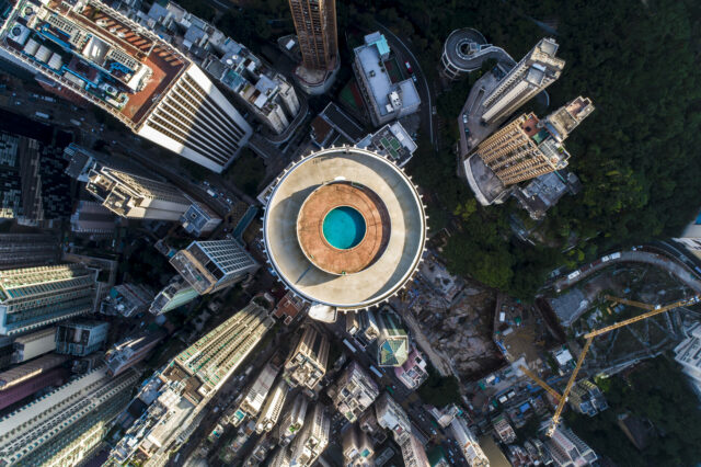 Aerial View of Hopewell Centre Rooftop and Surroundings in Hong Kong Hong Kong